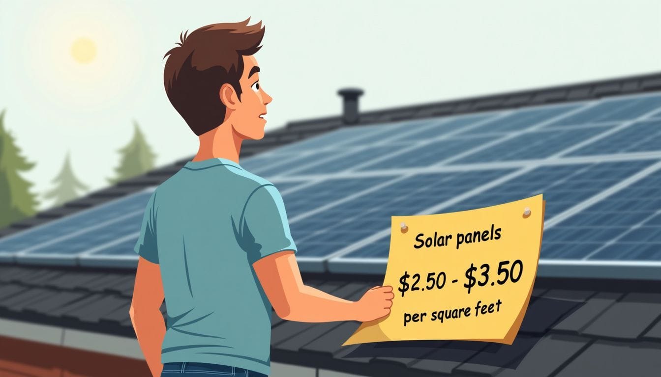 A man on his roof looks at solar panel cost.